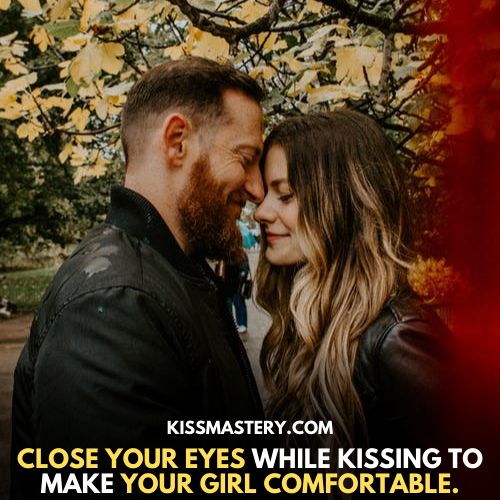 A couple is ready to kiss with closed eyes