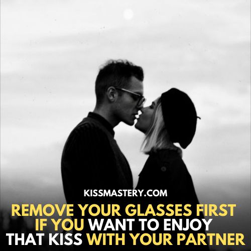 nose kiss with glasses